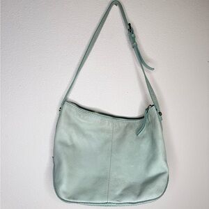 American Leather Co. Purse Mint Sage Green Shoulder Bag pebbled Leather handbag